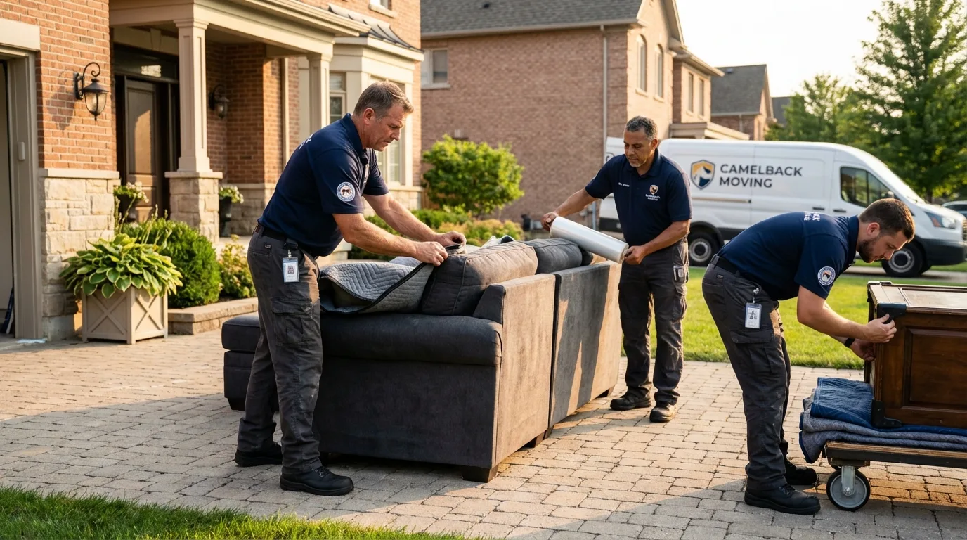 Large estate moving crew wrapping furniture in Saluda, VA